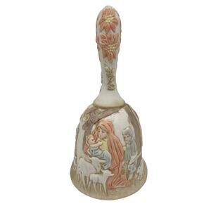 Vtg Lefton Porcelain Bell Collectible Nativity Scene O Come All Ye Faithful